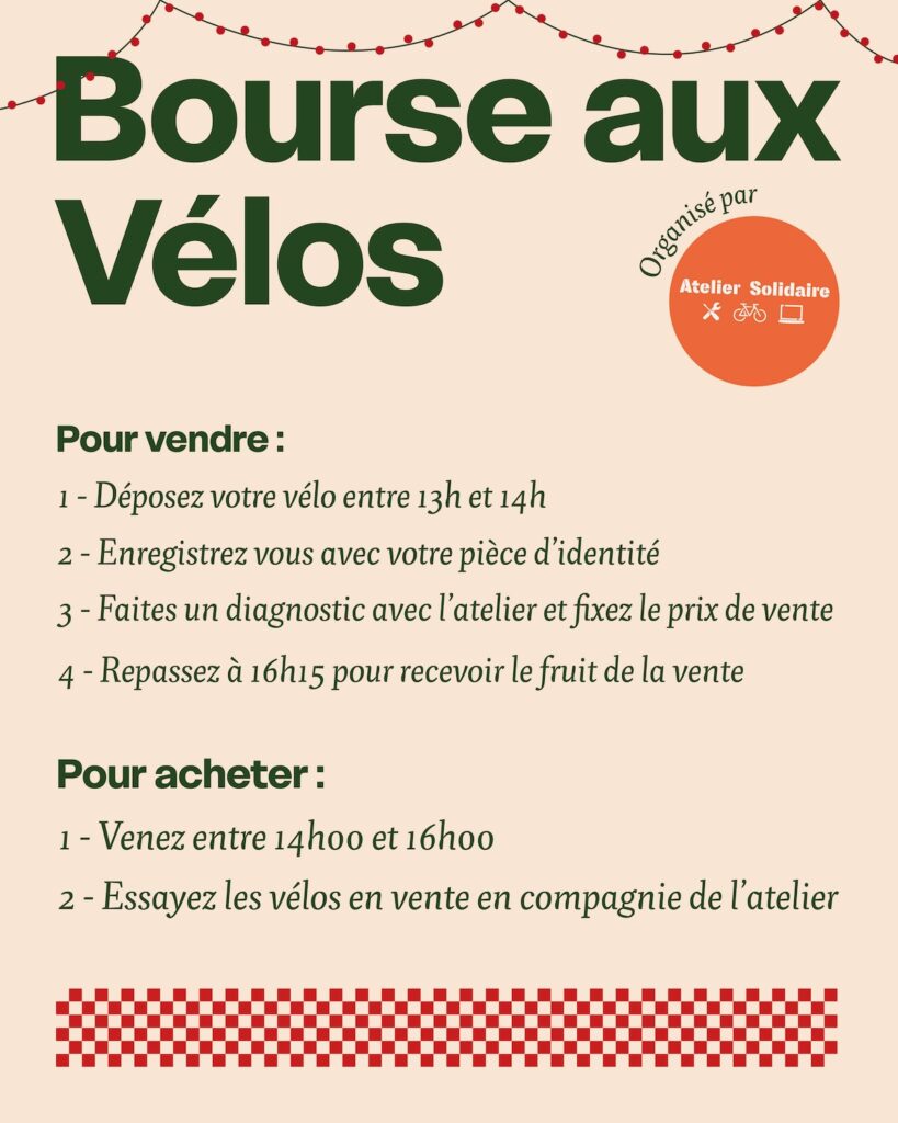 Bourse au vélos samedi 6 décembre les horaires